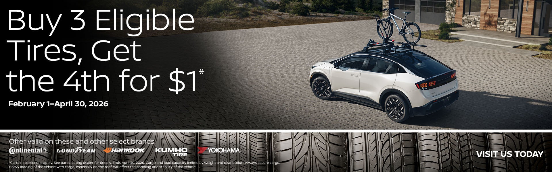 Bey 3 Tires, Get 4th for $1