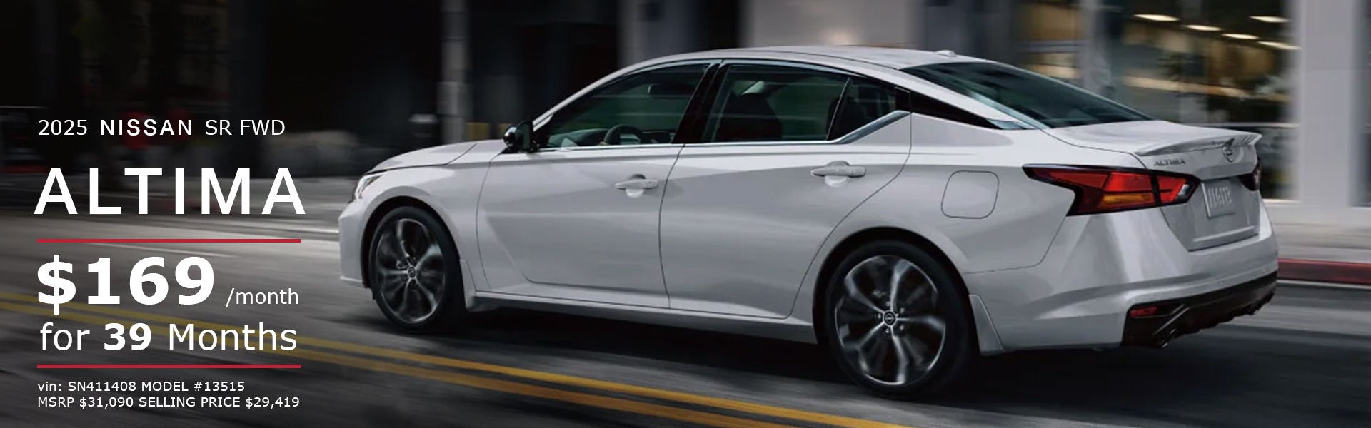 2025 ALTIMA SR FWD LEASE FOR $169 PER MONTH FOR 39 MONTHS*