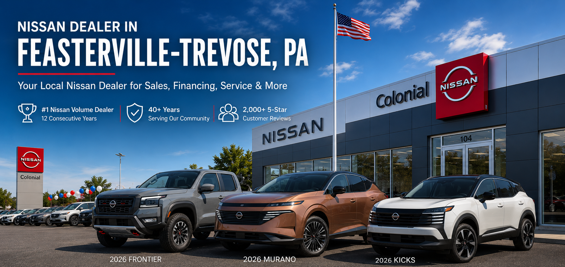 Colonial Nissan dealership and new Nissan vehicles in Feasterville-Trevose Pennsylvania